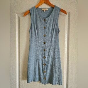 Sleeveless Blue Button-Down Dress